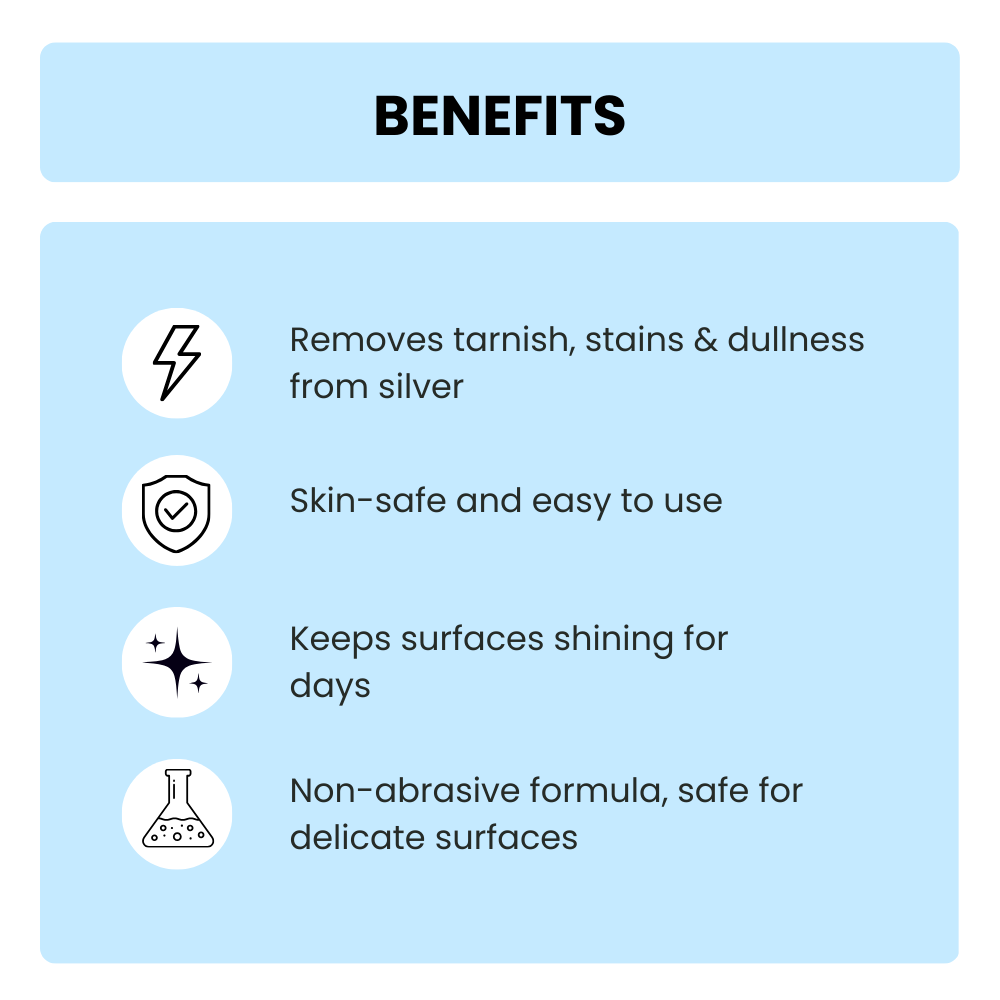 Silver Cleaner - Instant Silver Polish & Shine Restorer - No Silver Loss
