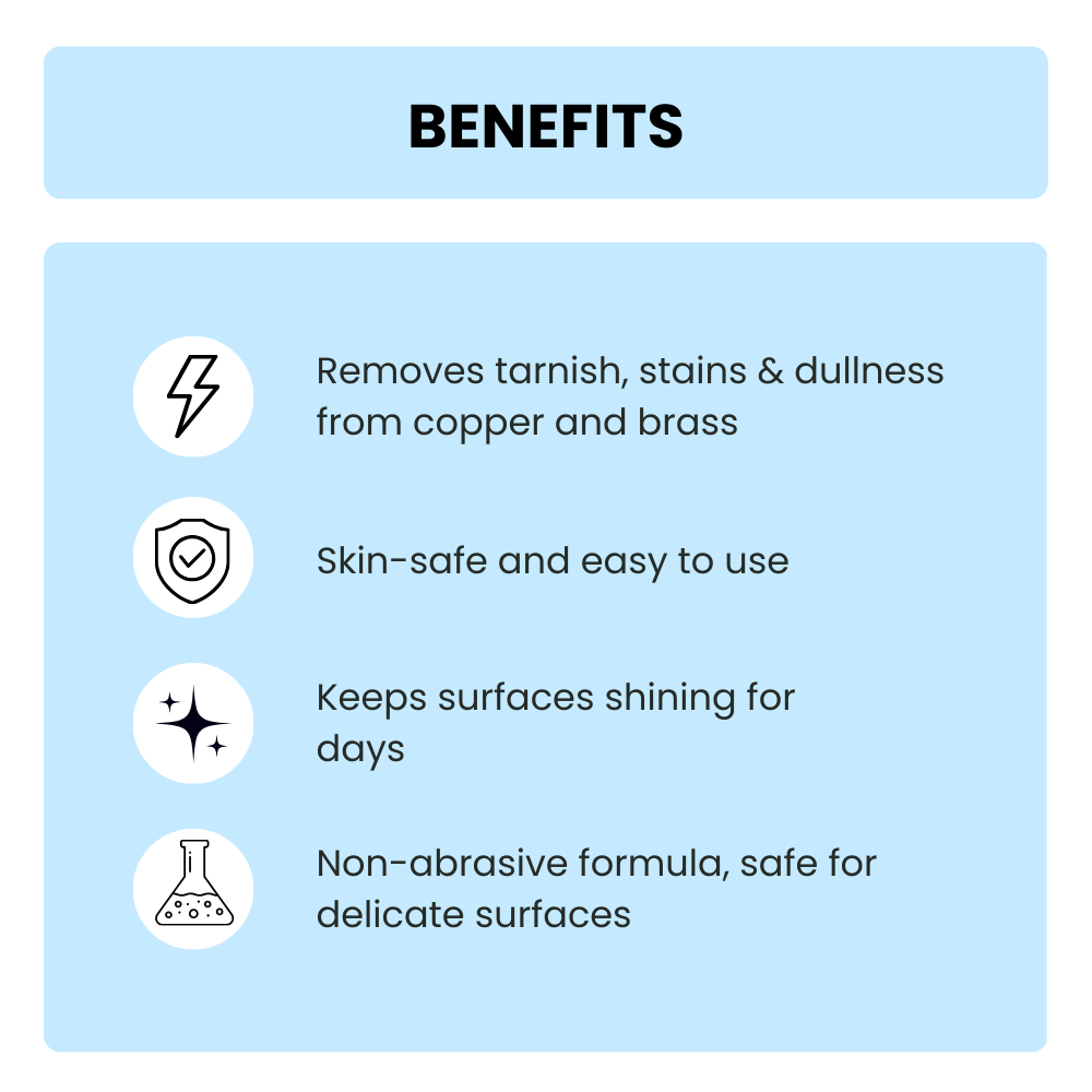 Pooja Items Cleaner β Copper & Brass Polish - No Metal Loss - 500 ML