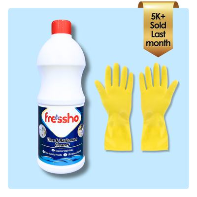 Tiles & Bathroom Cleaner with Protective Rubber Gloves