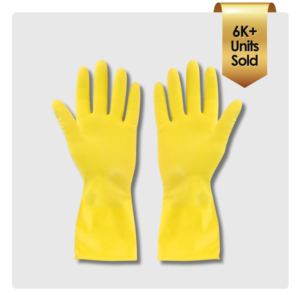 Multipurpose Reusable Rubber Cleaning Gloves – Ideal for Wet and Dry Cleaning (1 Pair)
