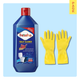 Toilet Cleaner (1L) with Protective Rubber Gloves - Removes Tough Stains and Odour