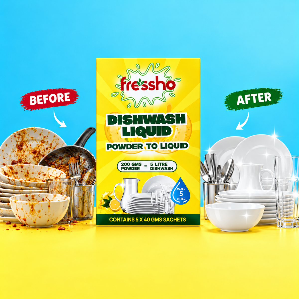 Detergent Liquid and Dishwash Gel Powder to Liquid Combo