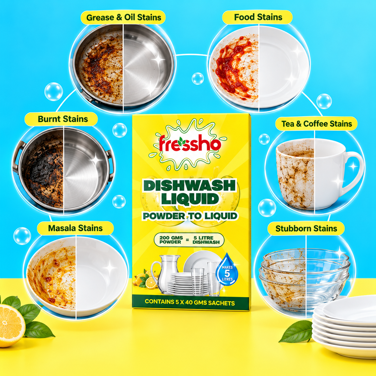 Detergent Liquid and Dishwash Gel Powder to Liquid Combo