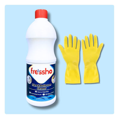 Tiles & Bathroom Cleaner with Protective Rubber Gloves