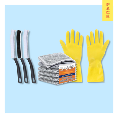 Ultimate Cleaning Combo – Gap Brush, Scrubber Cloth & Rubber Gloves